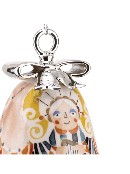 ALESSI Новогоднее Рождественское украшение колокольчик HOLY FAMILY 06 ANGEL, форма Ангел, дизайнерская елочная игрушка из фарфора, 8,5 см, ручная роспись, премиум качество, MW40 6
