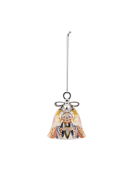ALESSI Новогоднее Рождественское украшение колокольчик HOLY FAMILY 06 ANGEL, форма Ангел, дизайнерская елочная игрушка из фарфора, 8,5 см, ручная роспись, премиум качество, MW40 6