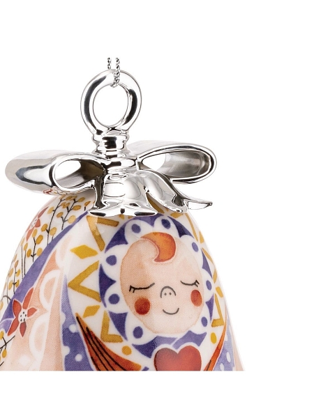 ALESSI Новогоднее Рождественское украшение колокольчик HOLY FAMILY 01 JESUS, форма Младенец Иисус, дизайнерская елочная игрушка из фарфора, 8,5 см, ручная роспись, премиум качество, MW40 1