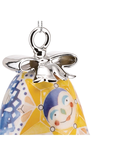ALESSI Новогоднее Рождественское украшение колокольчик HOLY FAMILY 07 STAR, форма Звезда, дизайнерская елочная игрушка из фарфора, 8,5 см, ручная роспись, премиум качество, MW40 7