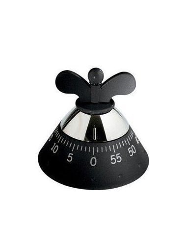 ALESSI Кухонный таймер, механический дизайнерский, нержавеющая сталь и термопласт, A09 B, черный