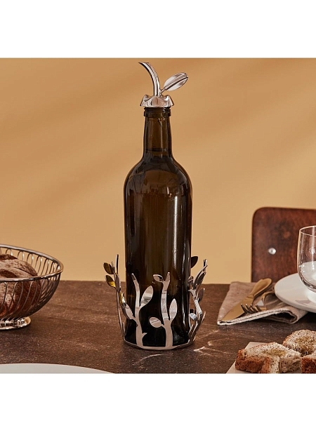 ALESSI Пробка для бутылок оливкового масла со стеклянным тестером Fior d'olio, нержавеющая сталь, стекло, арт. MSA32