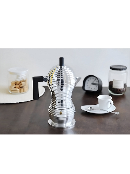 ALESSI Гейзерная кофеварка 150 мл, на 3 чашки, Pulcina MDL02/3 B, черный