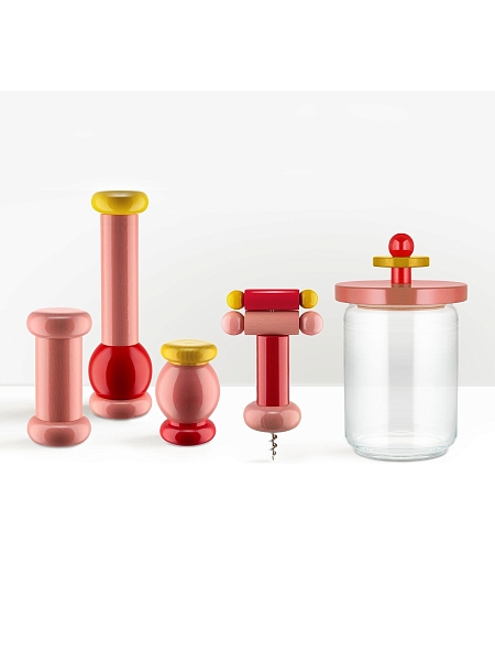 ALESSI Мельница для перца, соли и специй ALESSI Механическая, деревянная, премиум качество, ES19 2, розовый