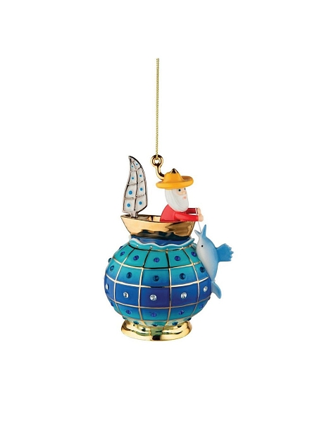 ALESSI Новогоднее Рождественское украшение шар FABERJOR Il Vecchio e il Mare форма Старик и Море, дизайнерская елочная игрушка из фарфора, 12см, ручная роспись, премиум качество, MJ16 12