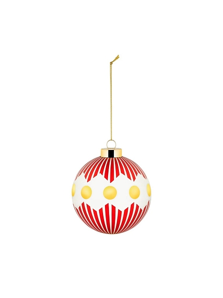 ALESSI Новогоднее Рождественское украшение шар DELIGHT. Дизайнерская елочная игрушка, стекло, 9 см, ручная роспись, NZ04 1