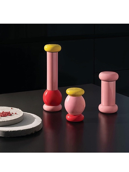 ALESSI Мельница для перца, соли и специй ALESSI Механическая, деревянная, премиум качество, ES19 2, розовый
