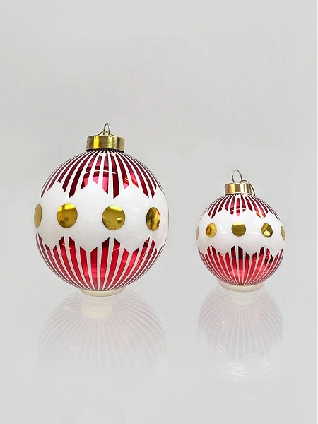 ALESSI Новогоднее Рождественское украшение шар DELIGHT. Дизайнерская елочная игрушка, стекло, 9 см, ручная роспись, NZ04 1