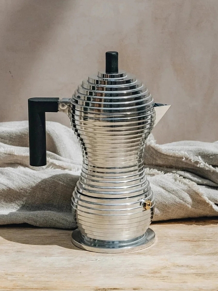 ALESSI Гейзерная кофеварка 150 мл, на 3 чашки, Pulcina MDL02/3 B, черный