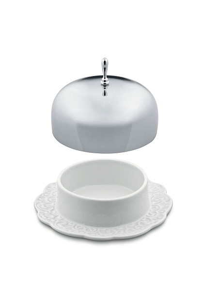 ALESSI Масленка Dressed, нержавеющая сталь, фарфор, арт. MW16