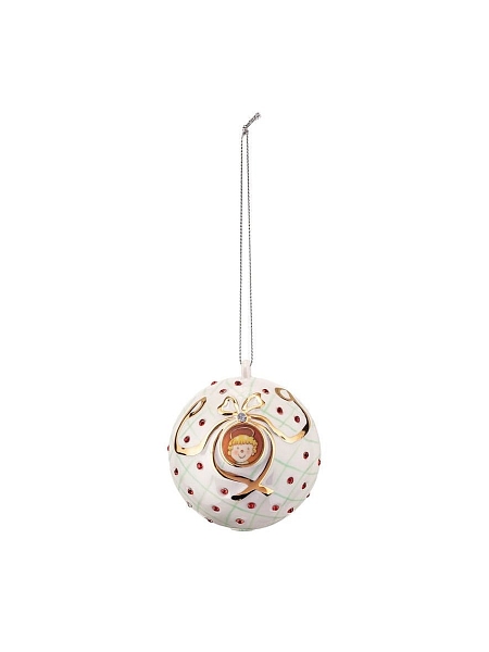 ALESSI Новогоднее Рождественское украшение FABERJOR San Bambino, форма Святое Дитя, дизайнерская елочная игрушка из фарфора, ручная роспись, премиум качество, арт. MJ16 6