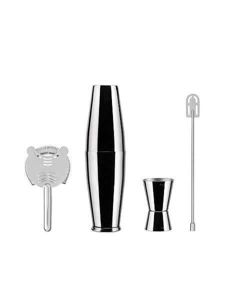 ALESSI Шейкер, мерка, ситечко и мешалка для коктейлей LUNAR ECLIPSE, 5050SET I