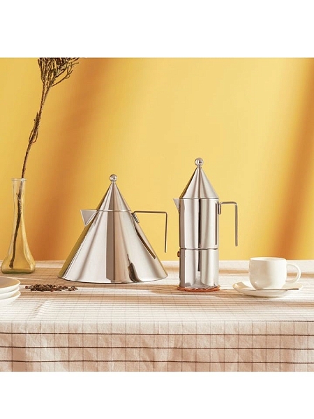 ALESSI Гейзерная кофеварка на 3 чашки, 150 мл La CONICA, нержавеющая сталь, медь, арт. 90002/3