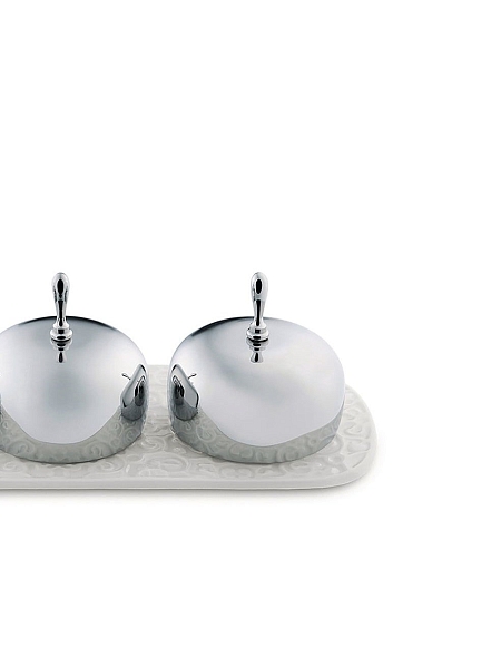 ALESSI Розетка для варенья DRESSED, фарфор, нержавеющая сталь, арт. MW15