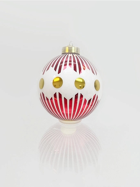 ALESSI Новогоднее Рождественское украшение шар DELIGHT. Дизайнерская елочная игрушка, стекло, 9 см, ручная роспись, NZ04 1