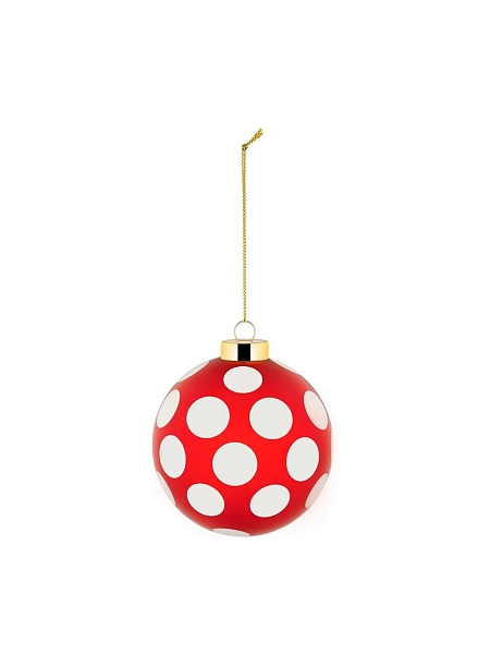 ALESSI Новогоднее Рождественское украшение шар DELIGHT. Дизайнерская елочная игрушка, стекло, 9 см, ручная роспись, NZ04 3