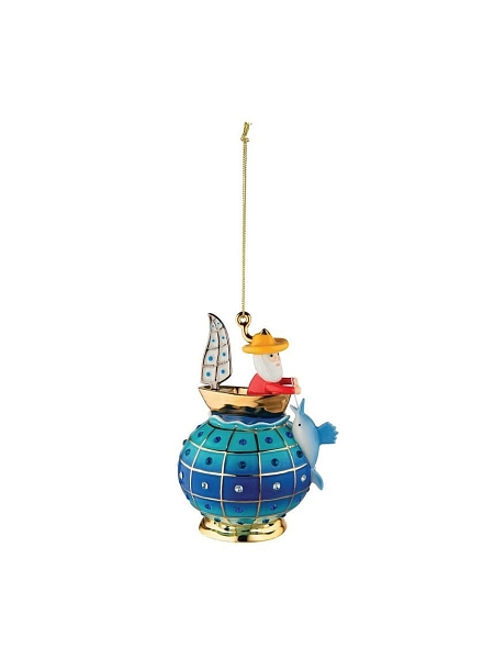 ALESSI Новогоднее Рождественское украшение шар FABERJOR Il Vecchio e il Mare форма Старик и Море, дизайнерская елочная игрушка из фарфора, 12см, ручная роспись, премиум качество, MJ16 12