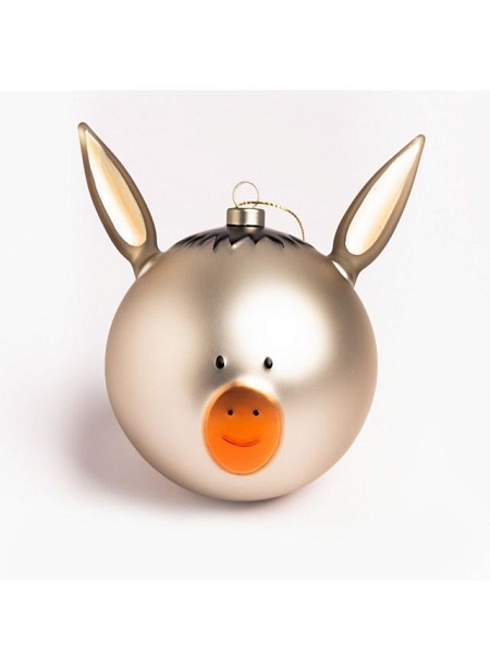 ALESSI Новогоднее Рождественское украшение шар CHRISTMAS BAUBLE 05 ASINELLO, форма Осленок, дизайнерская елочная игрушка, стекло, 9см, ручная роспись, AMJ13 5