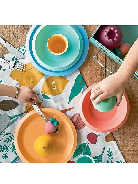 ALESSI Набор детской посуды GIRO KIDS, UNS05S2, голубой/зеленый/желтый