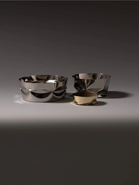 ALESSI Блюдо 19,5 см COMPRESSIONI, арт. ITM15, для фруктов, нержавеющая сталь.