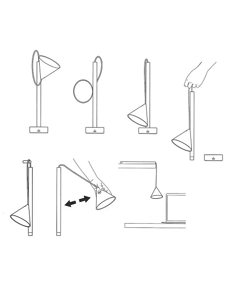 ALESSI Светильник настольный беспроводной TSUMIKI, черный, h 33.7 см, арт. ME01 B