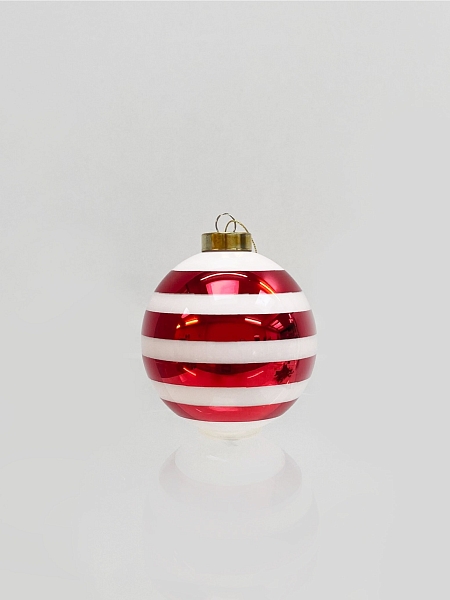 ALESSI Новогоднее Рождественское украшение шар DELIGHT. Дизайнерская елочная игрушка, стекло, 9 см, ручная роспись, NZ04 4