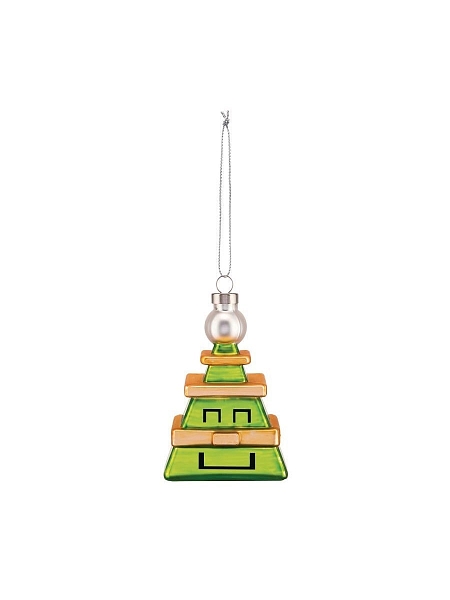 ALESSI Новогоднее Рождественское украшение Palle Quadrate 04 CUBIK TREE, форма Елка, дизайнерская елочная игрушка, стекло, 9 см, ручная роспись, GJ02 4