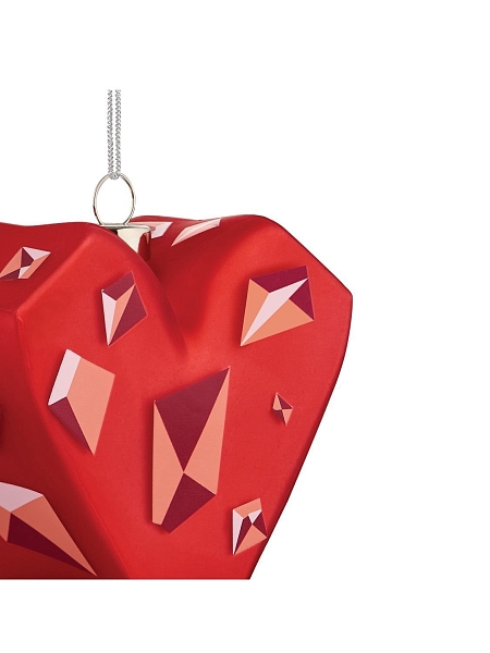 ALESSI Новогоднее Рождественское украшение Palle Quadrate 18 AMORE AL CUBO, форма Сердце, дизайнерская елочная игрушка, стекло, 10 см, ручная роспись, GJ02 18