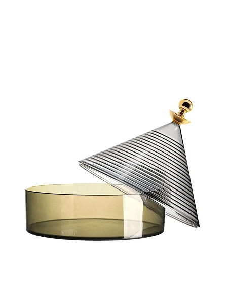 KARTELL Контейнер с крышкой/емкость для хранения TRULLO, 1550/FG, дымчатый + зеленый.