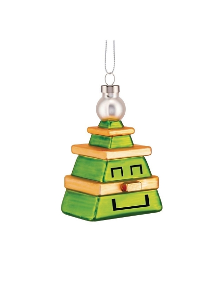 ALESSI Новогоднее Рождественское украшение Palle Quadrate 04 CUBIK TREE, форма Елка, дизайнерская елочная игрушка, стекло, 9 см, ручная роспись, GJ02 4