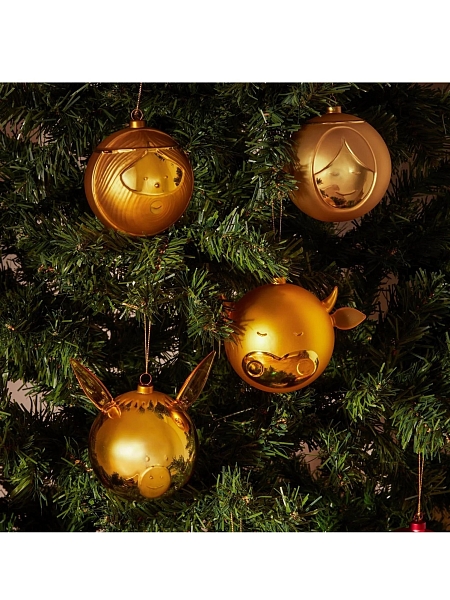 ALESSI Новогоднее Рождественское украшение шар CHRISTMAS BAUBLE BUE, форма Бык, дизайнерская елочная игрушка, стекло, ручная роспись, AMJ13 4