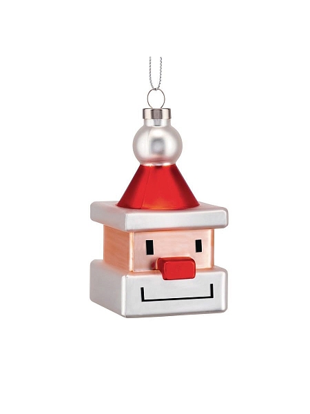 ALESSI Новогоднее Рождественское украшение Palle Quadrate 01 SANTA CUBE, форма Дед мороз, дизайнерская елочная игрушка, стекло, 9,5см, ручная роспись, GJ02 1