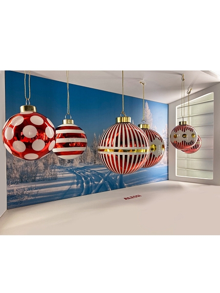 ALESSI Новогоднее Рождественское украшение шар DELIGHT. Дизайнерская елочная игрушка, стекло, 9 см, ручная роспись, NZ04 4
