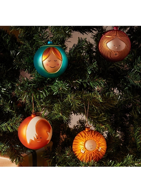 ALESSI Новогоднее Рождественское украшение шар CHRISTMAS BAUBLE BUE, форма Бык, дизайнерская елочная игрушка, стекло, ручная роспись, AMJ13 4