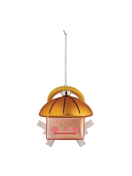 ALESSI Новогоднее Рождественское украшение Palle Quadrate 14 QUADRANGELO, форма Ангел, дизайнерская елочная игрушка, стекло, 8,5 см, ручная роспись,GJ02 14