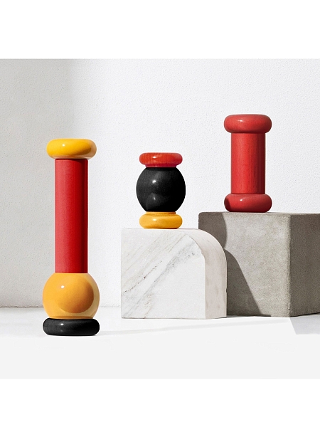 ALESSI Мельница для перца, дерево, премиальное качество, арт. MP0210, черный-желтый-красный
