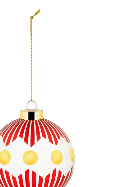 ALESSI Новогоднее Рождественское украшение шар DELIGHT. Дизайнерская елочная игрушка, стекло, 9 см, ручная роспись, NZ04 1
