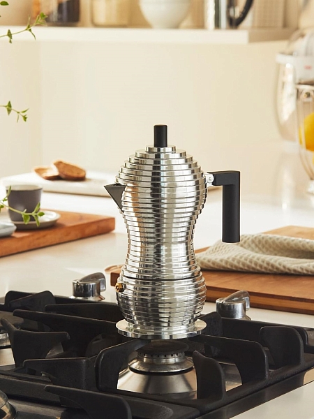 ALESSI Гейзерная кофеварка 150 мл, на 3 чашки, Pulcina MDL02/3 B, черный