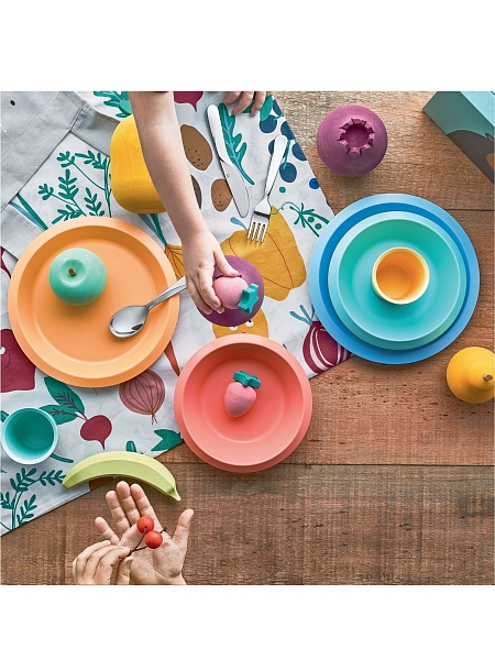 ALESSI Набор детской посуды GIRO KIDS, UNS05S2, голубой/зеленый/желтый