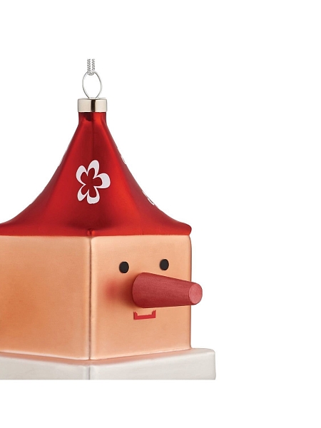 ALESSI Новогоднее Рождественское украшение Palle Quadrate 15 CUBOCCHIO, форма Пиноккио, дизайнерская елочная игрушка, стекло, 9,5 см, ручная роспись, GJ02 15