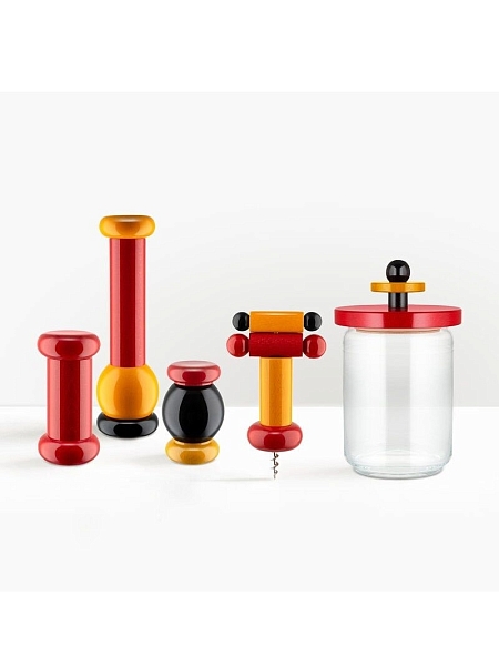 ALESSI Мельница для перца, дерево, премиальное качество, арт. MP0210, черный-желтый-красный