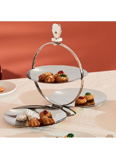ALESSI Складное сервировочное блюдо для торта, десертов и закусок, FATMAN, форма Клоун, нержавеющая сталь, премиальное качество, MW08