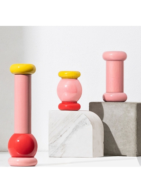 ALESSI Мельница для перца ALESSI, механическая 23 см, деревянная, премиум качество, MP0210 2, розовый-красный-желтый
