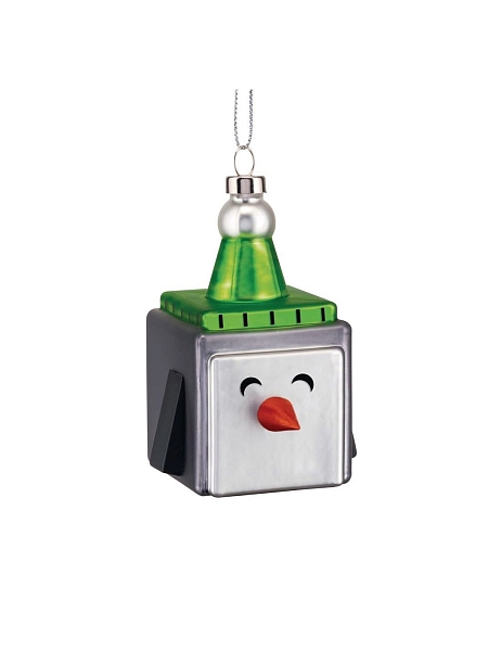 ALESSI Новогоднее Рождественское украшение Palle Quadrate 05 CUBIK PENGUIN, форма Пингвин, дизайнерская елочная игрушка, стекло, 9,2 см, ручная роспись,GJ02 5