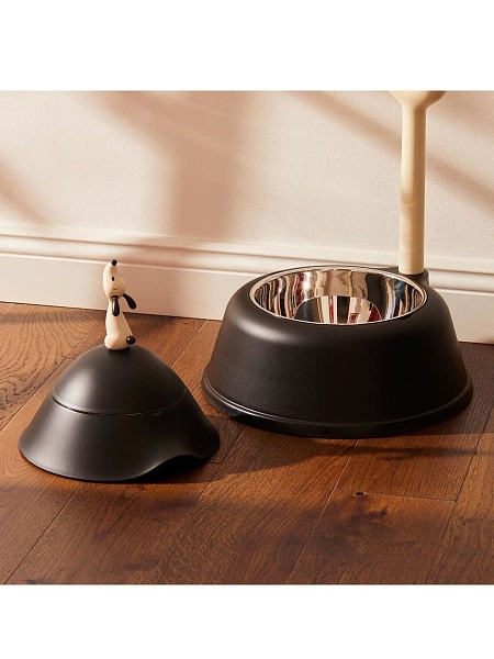 ALESSI Миска для собаки LULA, нержавеющая сталь, термопластик, арт. AMMI19 B, черная