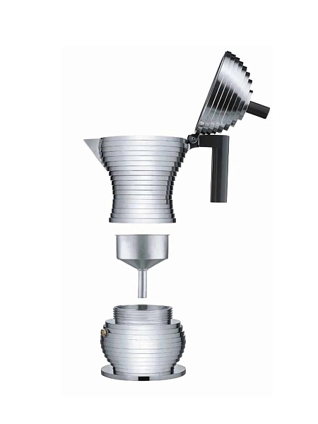 ALESSI Гейзерная кофеварка 150 мл, на 3 чашки, Pulcina MDL02/3 B, черный