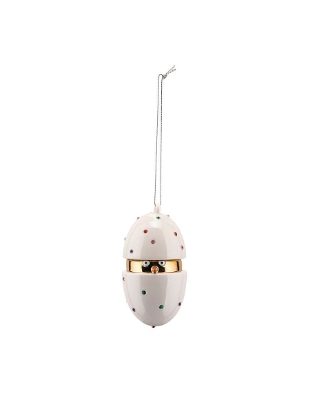ALESSI Новогоднее Рождественское украшение FABERJOR Piacere, Pulcino il Grande, форма Цыпленок, дизайнерская елочная игрушка из фарфора, ручная роспись, премиум качество, арт. MJ16 1