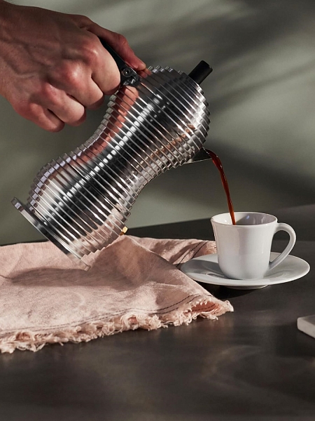 ALESSI Гейзерная кофеварка 150 мл, на 3 чашки, Pulcina MDL02/3 B, черный