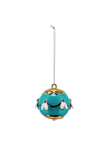 ALESSI Новогоднее Рождественское украшение шар FABERJOR Ape dell'oro форма Золотые пчелы, дизайнерская елочная игрушка из фарфора, 7см, ручная роспись, премиум качество, MJ16 5