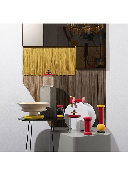 ALESSI Мельница для перца, дерево, премиальное качество, арт. MP0210, черный-желтый-красный